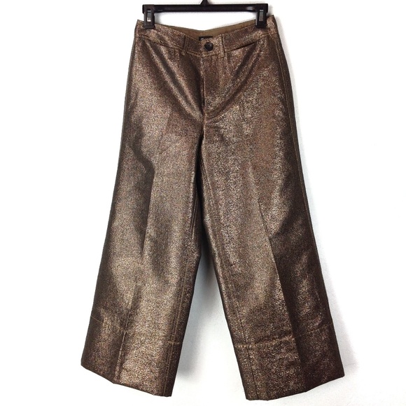 Madewell Emmet wide leg crop in metallic sand - Picture 2 of 7